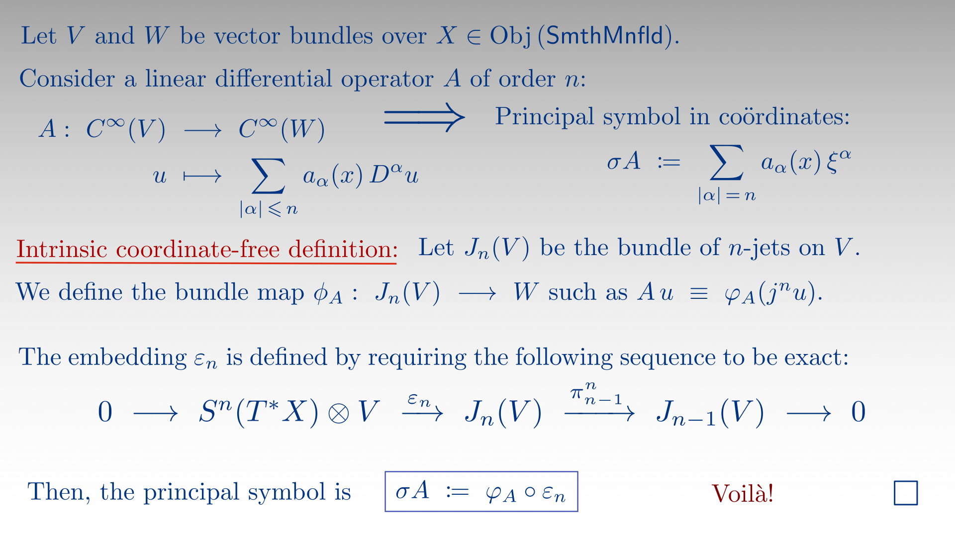 Principal symbol of a differential operator